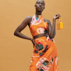 NWT Reformation Eros Silk Two Piece in Electra